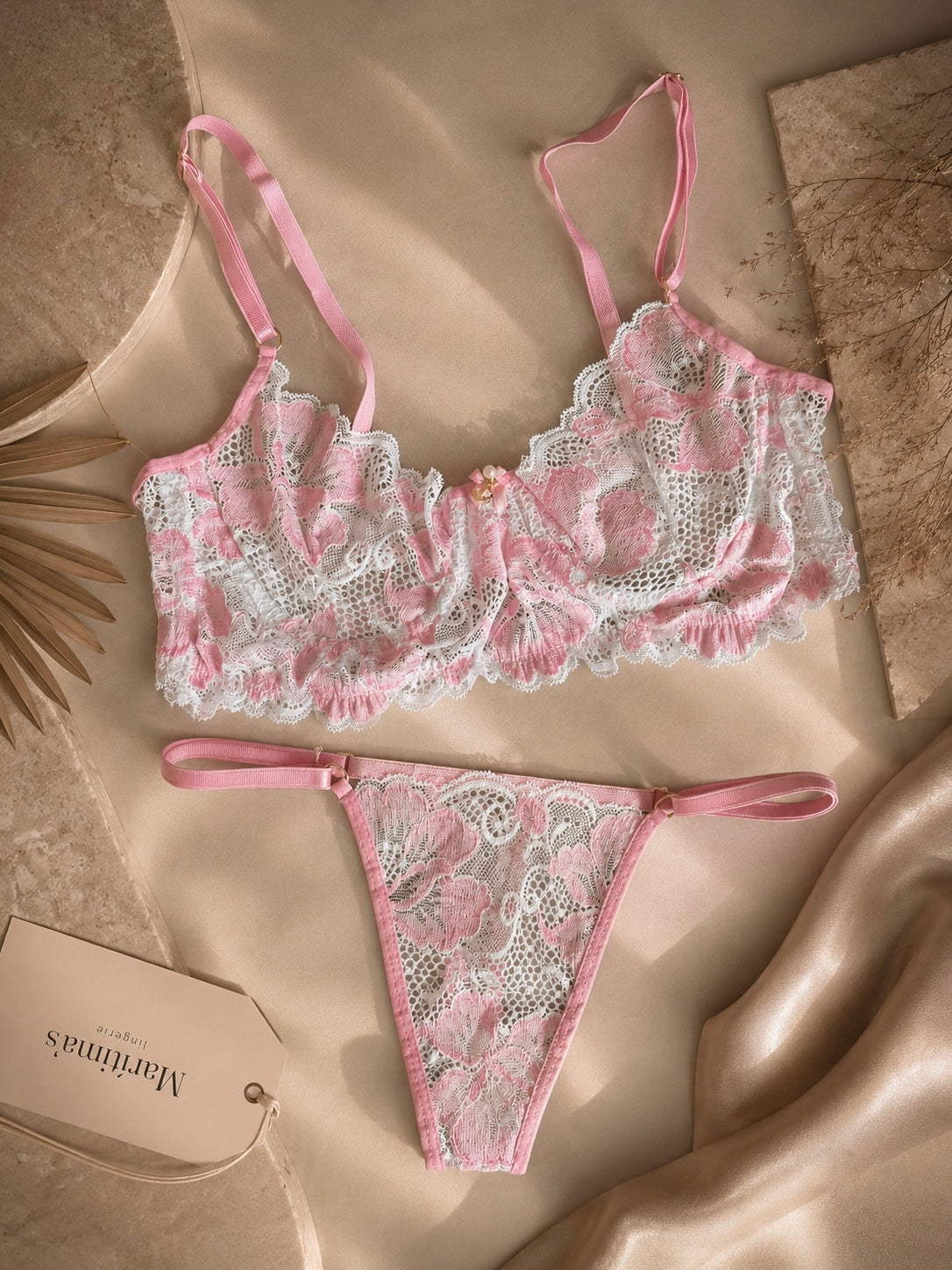 The Bloomsbury Set – lace bra and panty set, close-up detail