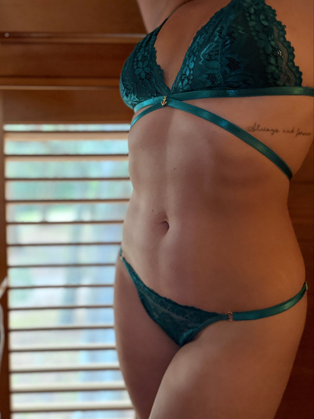 Scarlet Lace Set – lace bra and panty set, close-up detail