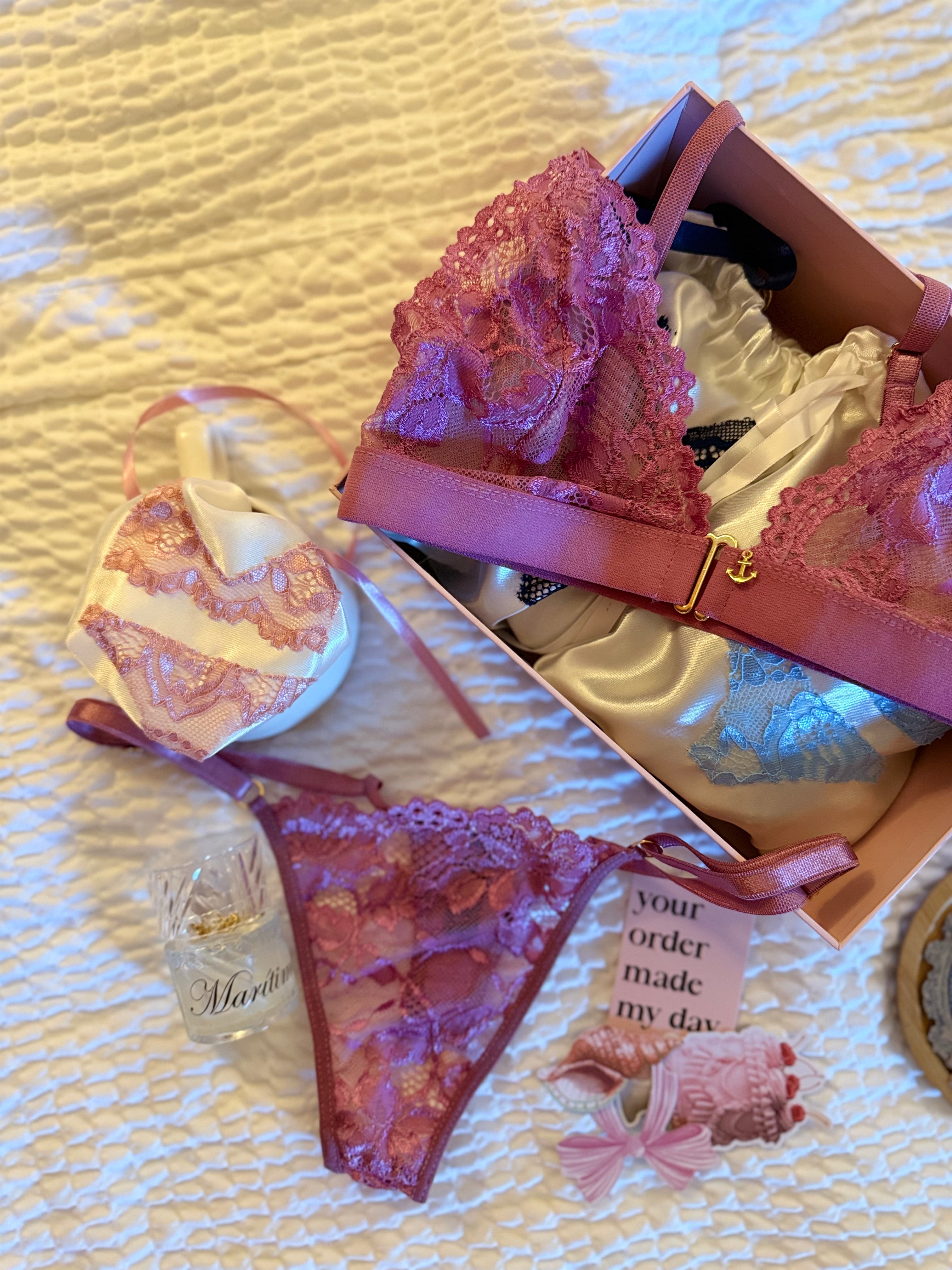 The Vixen Set – handmade lace lingerie set, styling shot