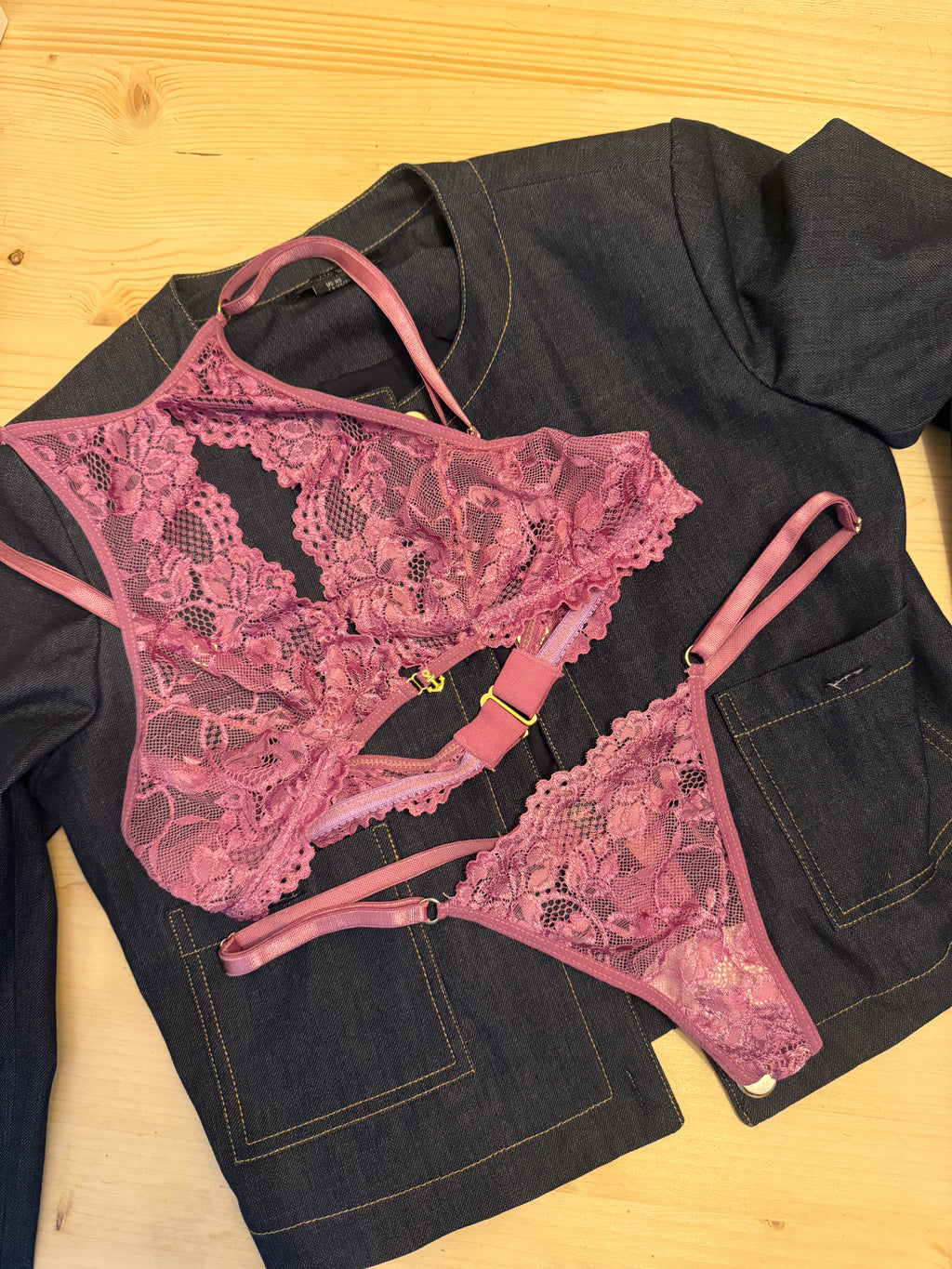 The Muse Set – lace bra and panty set, close-up detail